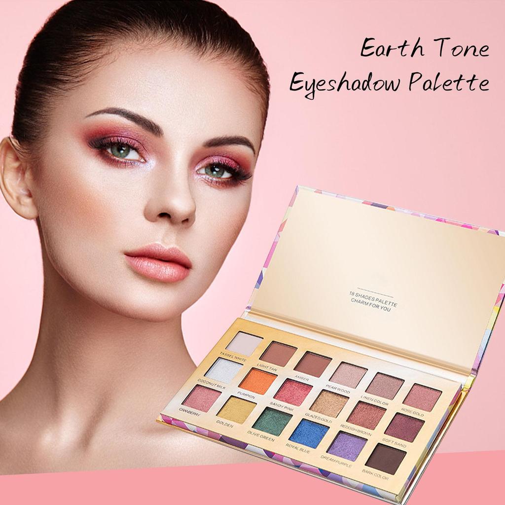 Buy Earth Tone Eye Shadow Palette Pearl Glitter Wet Dry Makeup Long ...