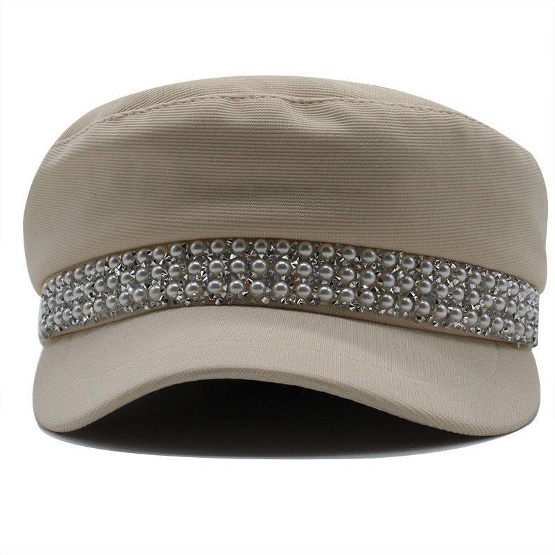 Hat Female Tide Versatile British Vintage Octagonal Hat Japanese Small Fragrant Pearl Navy Beret