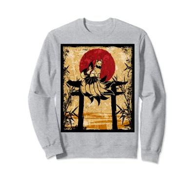 Neunschwänziger Fuchs Japanischer Retro-Kunst-Pullover