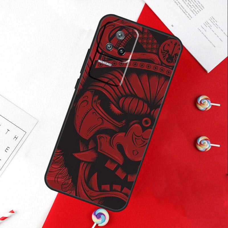 Samurai Mask Warrior Helmet Cover For Xiaomi 15 Ultra 13 14 11T 12T 13T 14T Pro POCO X7 Pro X3 X5 X6 M6 F5 F6 Pro Case