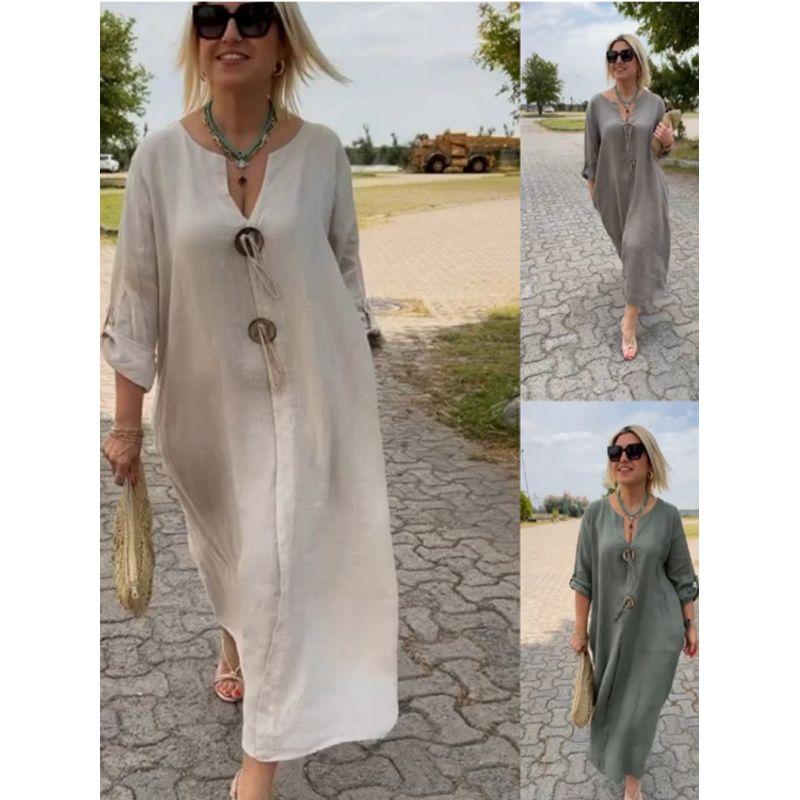 Casual Loose Solid Color Simple Dress Casual Loose Pure Color Simple Dress
