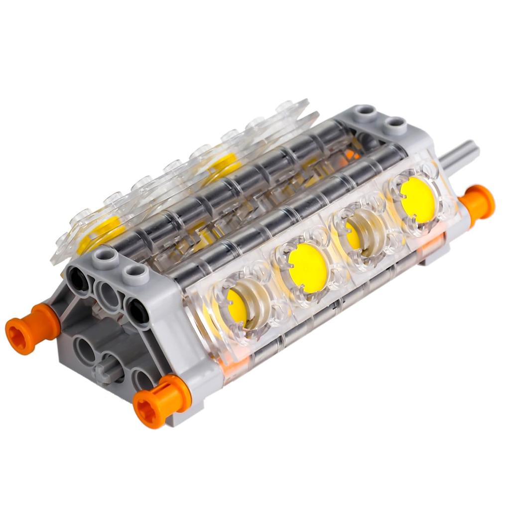 TEESE Technic Set for Compatible with LEGO Technic Bulk Blocks for MOC Technic Projects 55-Piece 8-Cylinder Motor, Parts, (Random Color)