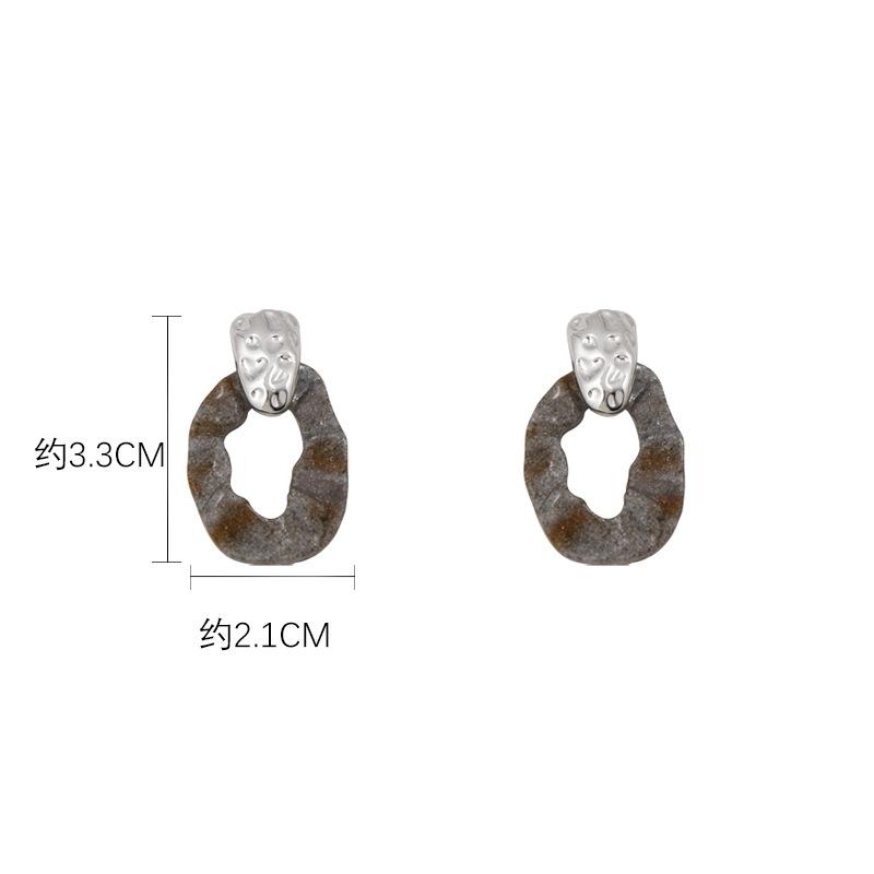 

Abstract alloy hollow earrings simple and versatile high sense 925 silver needle earrings retro exaggerated earrings wholesale