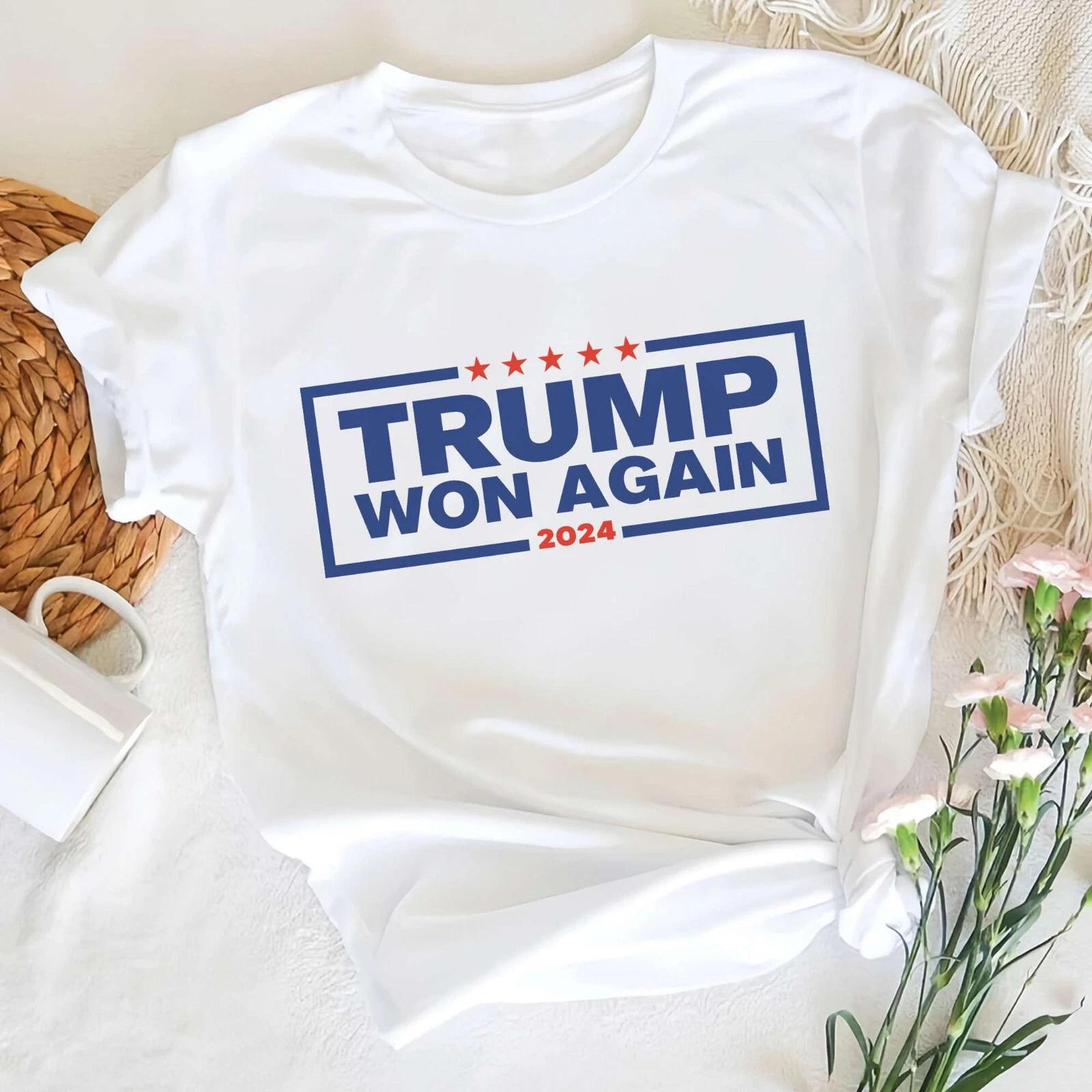 Trump Won Again 2024 T-Shirt, Trump Shirt, Victory Triumph Election Winner Tee M
