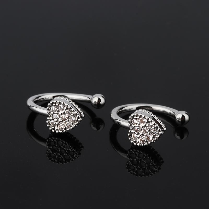 

WWJ Простые серьги-клипсы золотого цвета в форме сердца серебряный