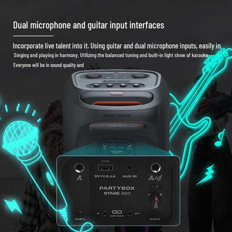 JBL PARTYBOX 320 Portable Bluetooth Speaker with Wireless Microphone Set