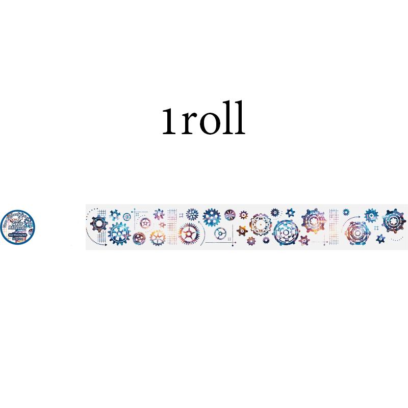 

200cm/roll Steampunk Gears Washi Tape Industrial Cogwheel Pattern For Journal Scrapbooking Mechanical Theme Decorative