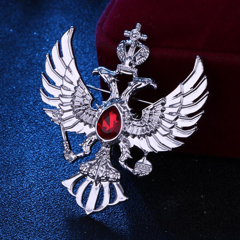 Men's Russian Double-Headed Eagle Crown Brooch - Suit Jacket Pin Emblem