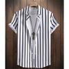 Summer Fashion 3D Print Striped Men's Shirts Button Short Sleeve Lapel Streetwear Hawaiian Blouse Shirts for Men