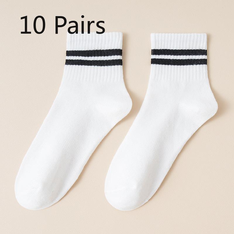 10 Pairs of Female Spring and Autumn Leisure Lovely Sports Parallel Bars Students Sweat In The Tube Socks