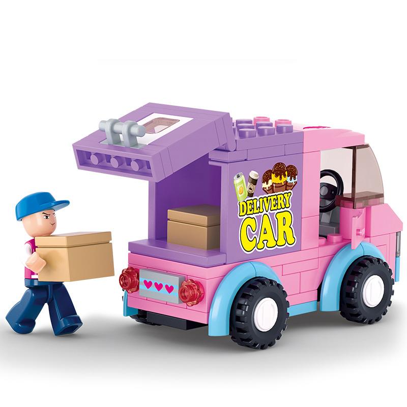 2 IN 1 SLUBAN Girl Royal Carriage Wagon Model Building Blocks Enlighten Action Figure Toys For Children