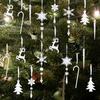 18 Pcs Christmas Ornament Hanging Snowflake Icicle Christmas Tree Ornament with Drop Pendant For Holiday Decoration