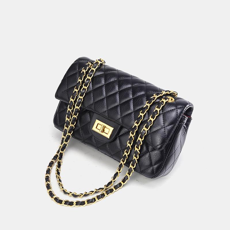 Rhombus Embroidery Thread Small Bag Women's Summer New Versatile Chain Messenger Bag Textured Shoulder Small Square Bag