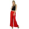 Bimba Women Straight Palazzo Pants Red Casual Rayon Made Bottoms