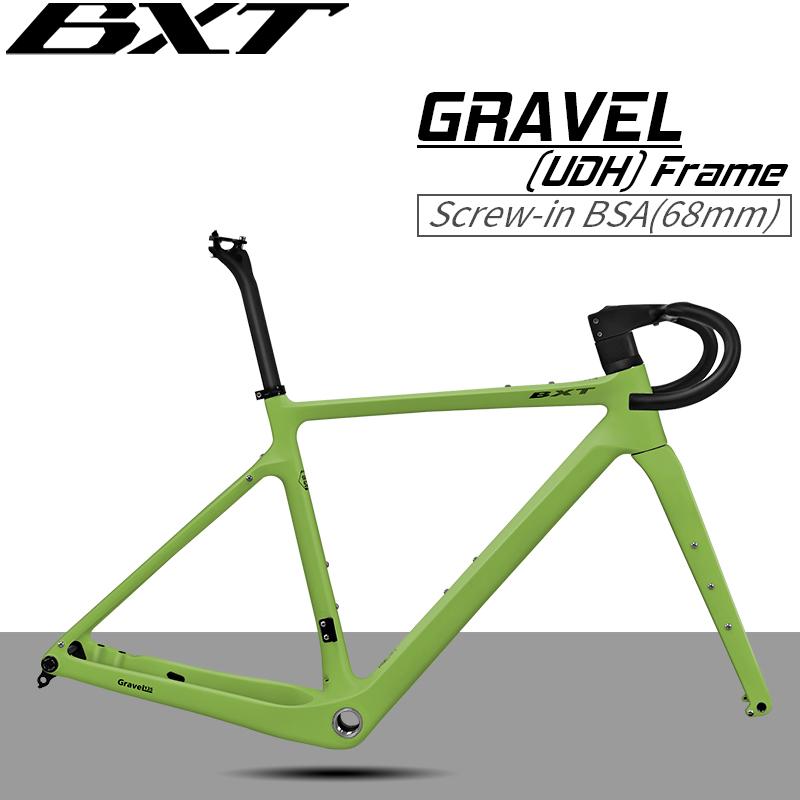 BXT T1000 Telaio Gravel in Carbonio Telaio per Bicicletta Gravel a Disco Asse Passante 700C/27.5er Telaio per Bicicletta da Strada Passaggio Cavi Completamente Nascosto Gancio UDH