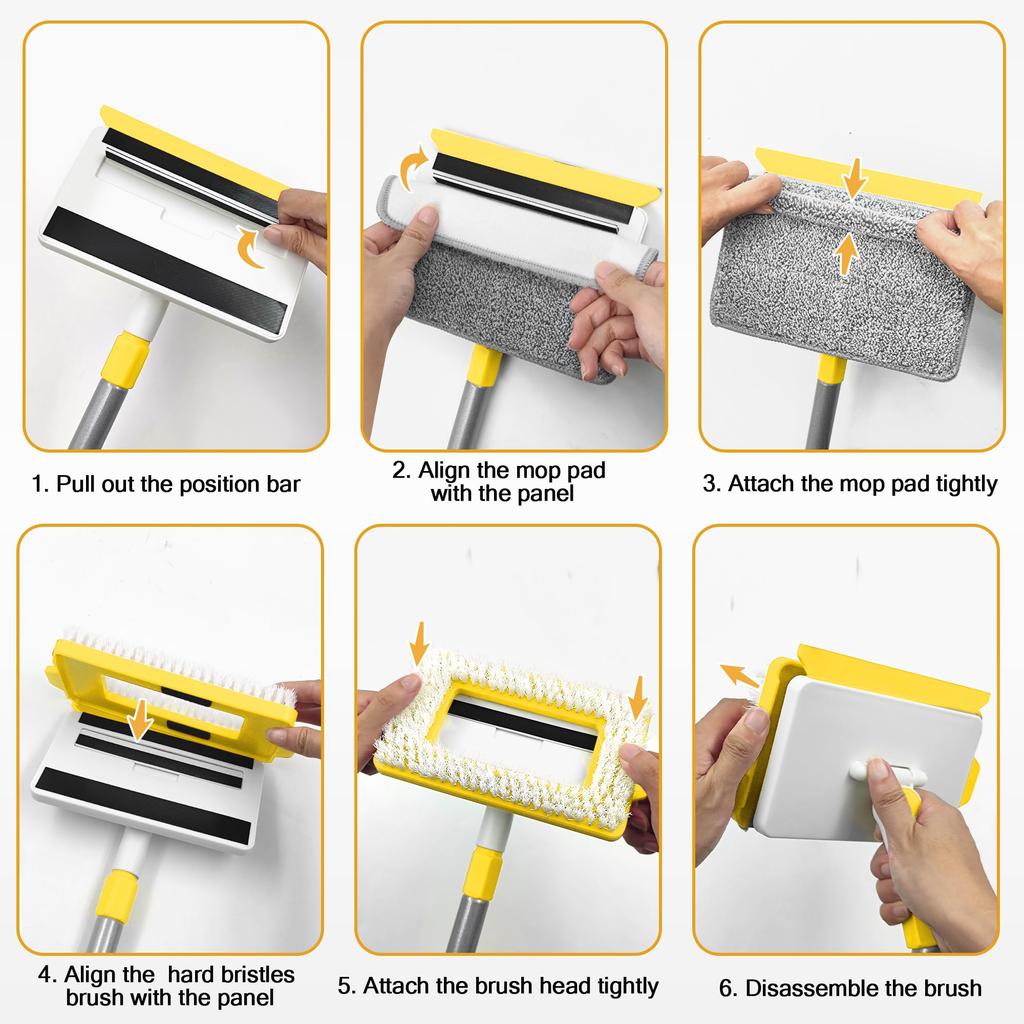 JEHONN Bath Cleaning Adjustable Length 112cm Floor Mop Brush for Cleaning and Terraces and Brush, - 142cm, 4-in-1 Bathrooms, Bathtubs, Walls, Floors,