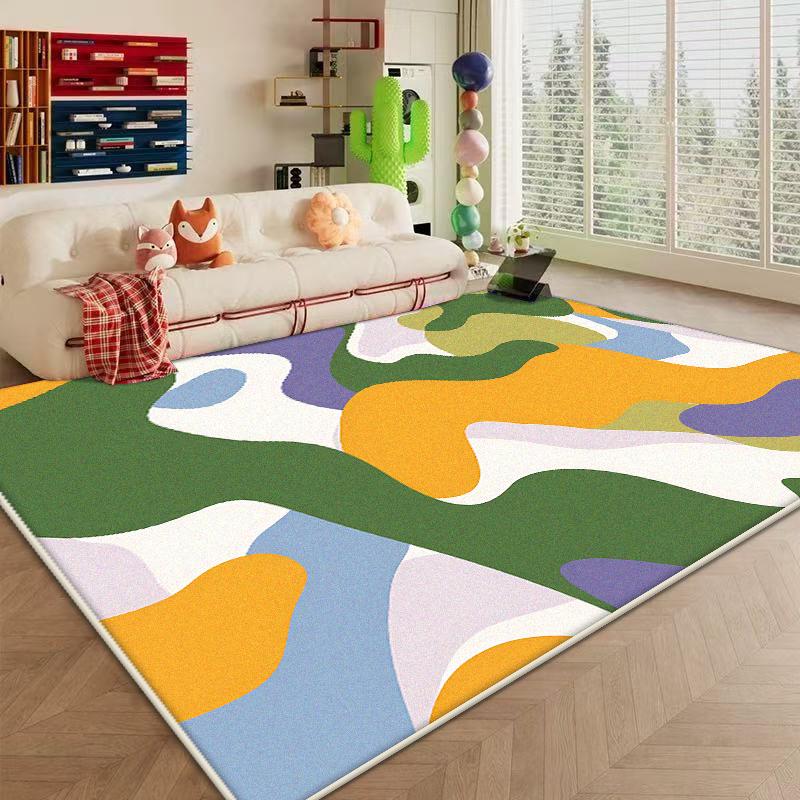 Modern Colored Non-slip Carpet Abstract Decoration Large Area Living Room Rugs Washable Bedroom Bedside Fluffy Plush Mat Lounge