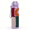 1PC Home Bold Retro Letter Pattern 750ml Color Plastic Sports Water Bottle Leakproof Flip Straw Lid Suitable for Sports Office Home Use