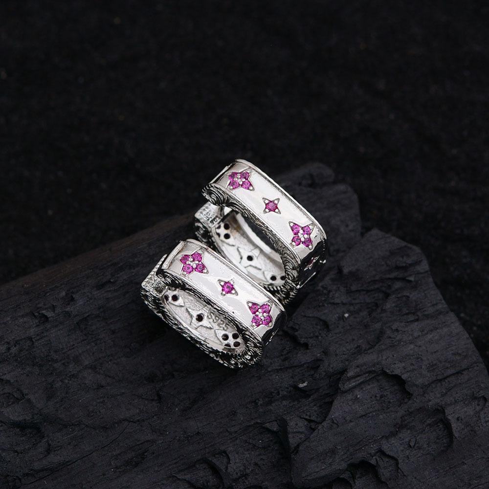 Temperament Tang Grass Pattern Earrings Niche Light Luxury Green Diamond Zircon Star Aurora Earrings