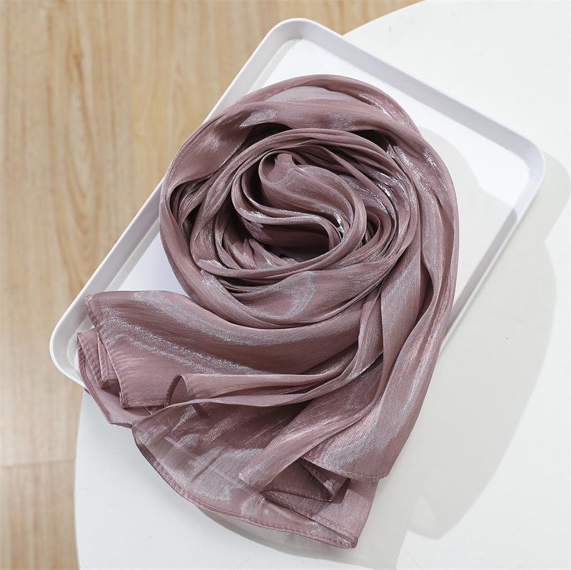 

Женский шелковый шарф Весна/Лето 2025: Легкая шаль однотонной расцветки для защиты от солнца 180x70 cm