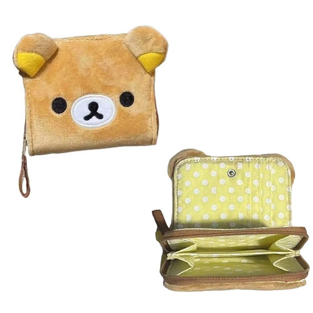 Cute Japanese-style Wallet Cartoon Teddy Bear Coin Purse Folding Portable ID Card Holder Friend's Gift