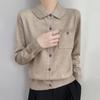 Lapel Knitted Cardigan Solid Color Loose with Pockets, Versatile Spring New Top Coat