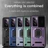 KEYSION Shockproof Case for OPPO Reno 12 Pro 5G Slide Push Pull Camera Lens Protection Ring Stand Phone Cover for OPPO Reno12 5G