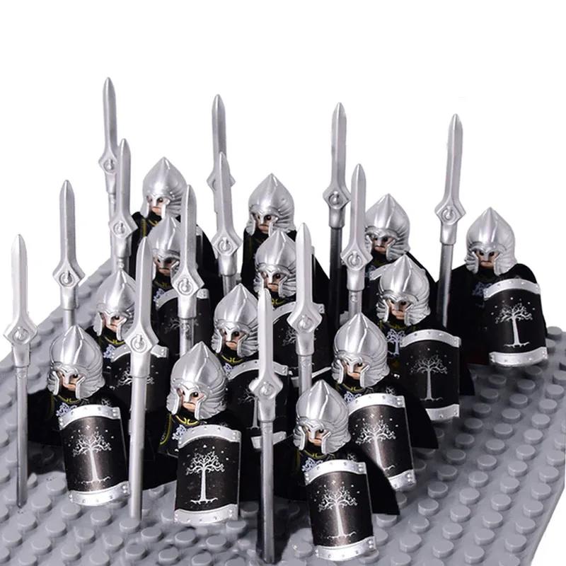 13Pcs Gondor Battle Spearman Body Gurad Infantry VS Roman Solider Eomer Rohan Warriorr Figures Blocks Set Toys for Kids