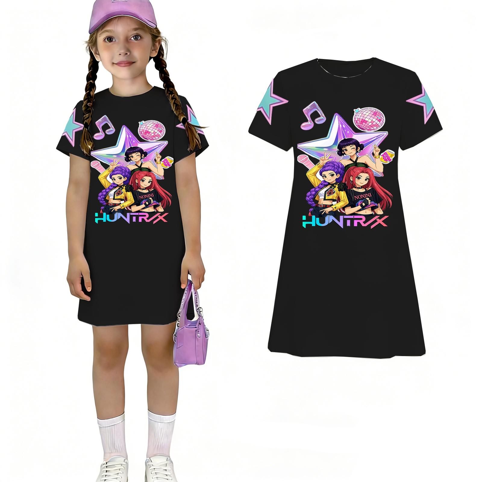 Children s Casual Round-neck Pullover Short-sleeved Dress 120