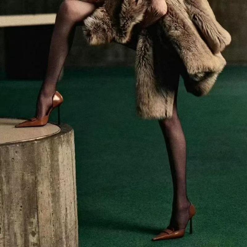 Móda 2025 Nová Klasická Sexy Černá Dámská Boty s Otevřenou Stranou Špičaté Vysoké Podpatky Elegantní Dámské Společenské Stiletto Lodičky Boty Zapato De