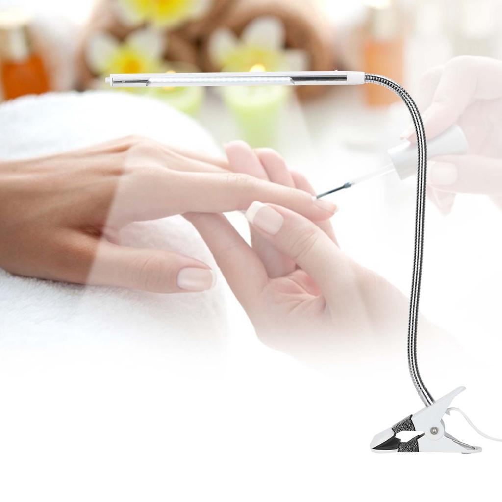 Tragbare USB LED Klemmtischleuchte Verstellbares Schreibtischlicht für TattooManiküreMake-up Perlweiß