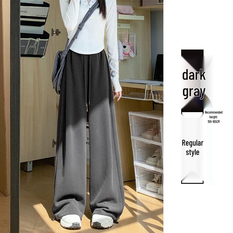 Douyin Mamba Cotton High-Waisted Wide-Leg Sweatpants for Women - 2024 Autumn/Winter Collection