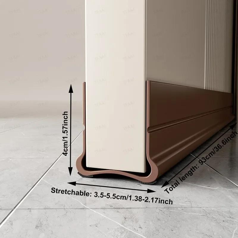93cm Self-adhesive Door Bottom Sealing Strip PVC Flexible Door Gap Wind and Dust Proof Weather Strip with Soundproofing Felt