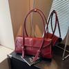 PU Leather Shoulder Bags For Women Retro Burgundy Underarm Bag Pure Color Big Capacity Shopping Totes Luxury Designer Handbags