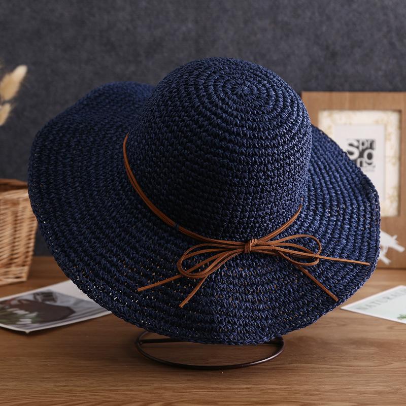 New Hat Women's Summer Beach Sun Hat Straw Versatile Sunscreen Visor Big Edge Folding Straw Hat