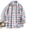 Herren Casual Locker Langarm Kariert Hong Kong Stil Hemd