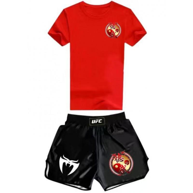 Kids Youth Boxing Training Set Short Sleeve Top Pants Martial Arts Sparring
