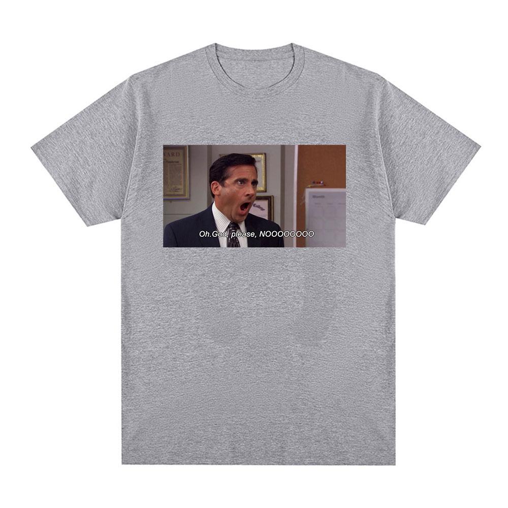 Michael Scott Homage The Office Men T Shirt Tv Series Oh God Please NO Graphic Short Sleeve T Shirts Cotton Oversized T-shirt
