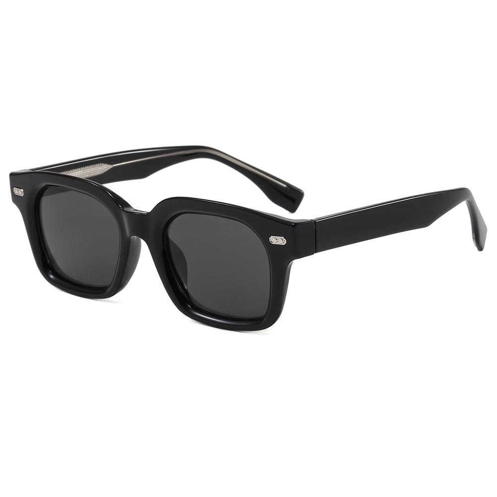 Superhot Eyewear 25969 Fashion 2026 Vintage Chunky Square Sunglasses for Men & Women C1. Shiny Black-Dark Grey