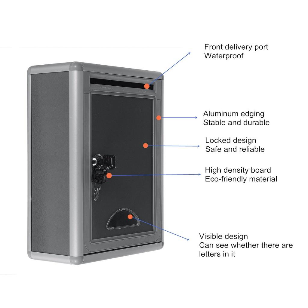 Outdoor Security Locking Mailbox Letter Box Suggestion Box Newspaper Mail Letter Post Home Garden Aluminum Alloy Mailbox