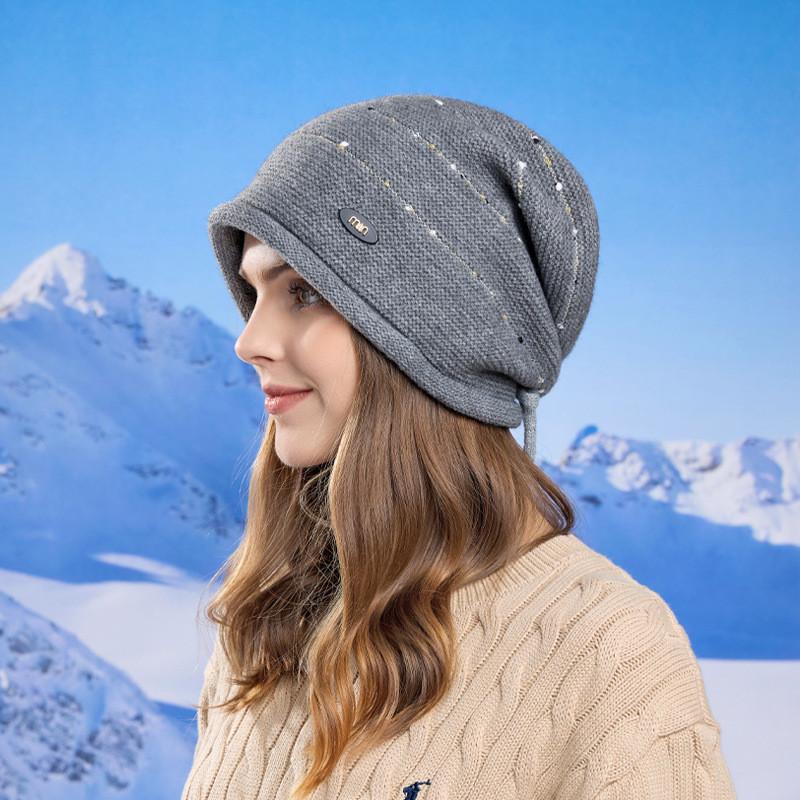 

Knitted Stripe Winter Hat With Ear Protection For Women And Girls Perfect For Cold Seasons серый