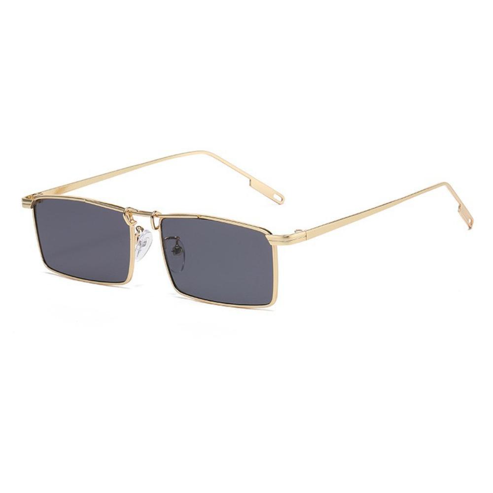 Metal Frame Sunglasses Ultra-Light Driving Shades Retro Narrow Rectangle Sunglasses Skin-Friendly Vintage Sunglasses For Driving