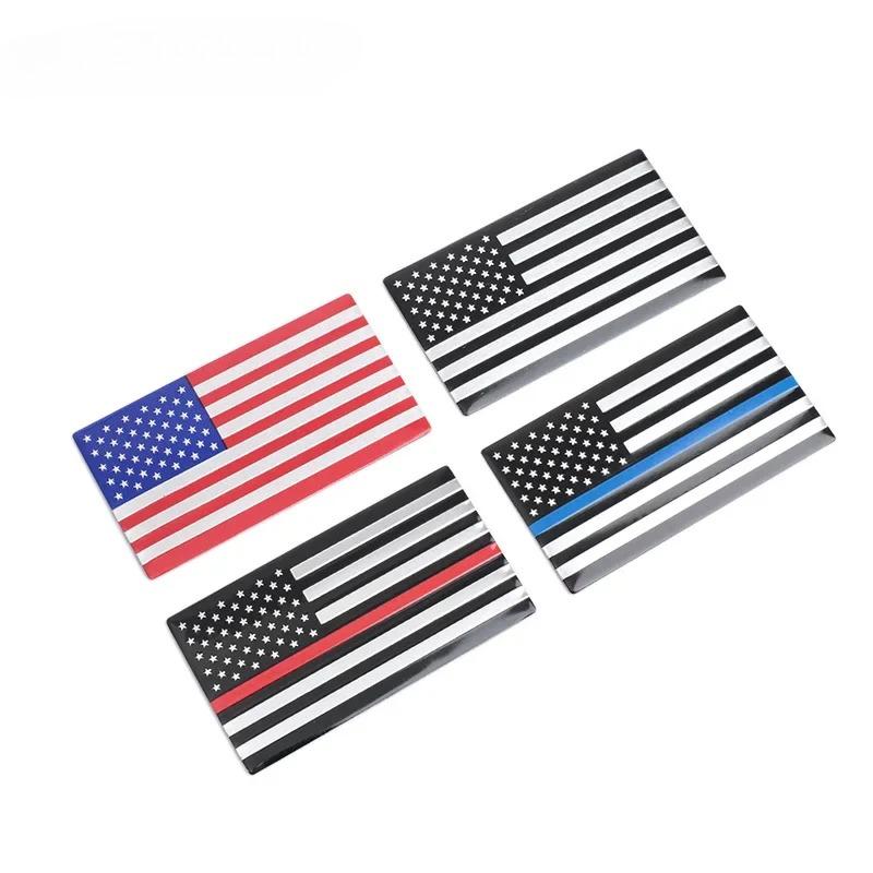 2Pcs Automobile Motorcycle Exterior Accessories United States Of America USA National Flag Aluminum Alloy Emblem Badge Car Stickers