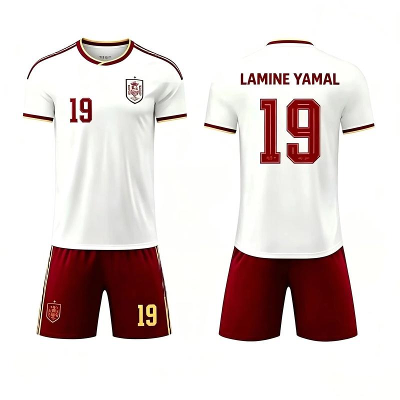 Spain Fans Football Jersey 2‑Piece Set Harajuku Style Summer T‑Shirt And Shorts Sportswear Kit For Kids