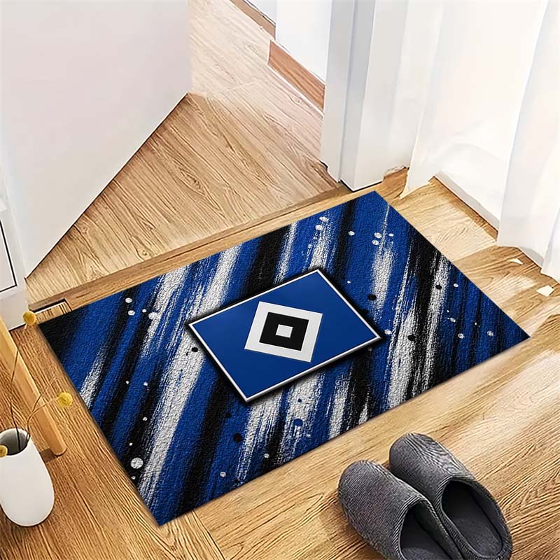 Hamburger SV Club Logo Area Rug, Non Slip Blue Black Floor Mat for Living Room Bedroom Soccer Fan Home Decor Gift