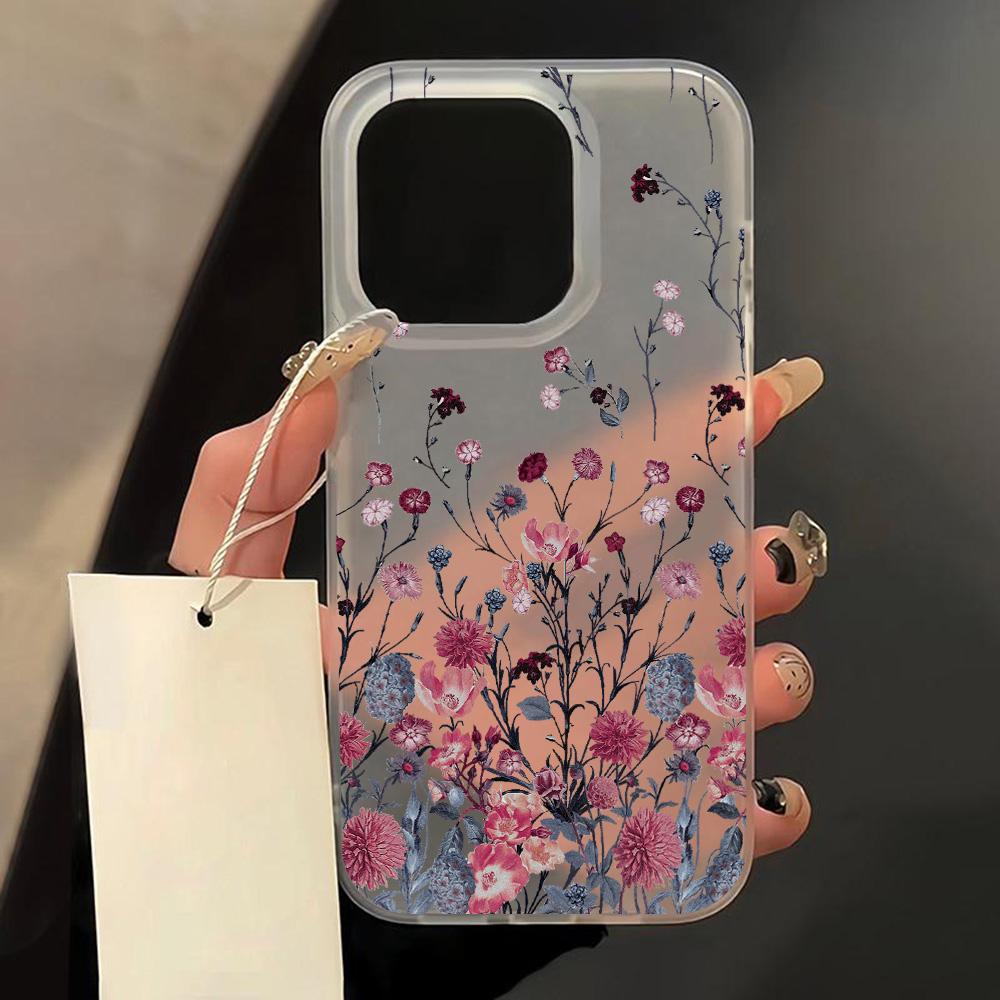 

Силиконовый чехол для телефона с цветами для iPhone 16 Funda iPhone 15 Pro Max 11 13 14 Plus 12 Mini 16promax 15promax Прозрачная матовая крышка For iPhone13 Pro Max