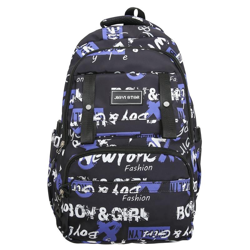 Large Capacity Student Backpack Graffiti Print Campus Backpack Men Lightweight Couple Backpack