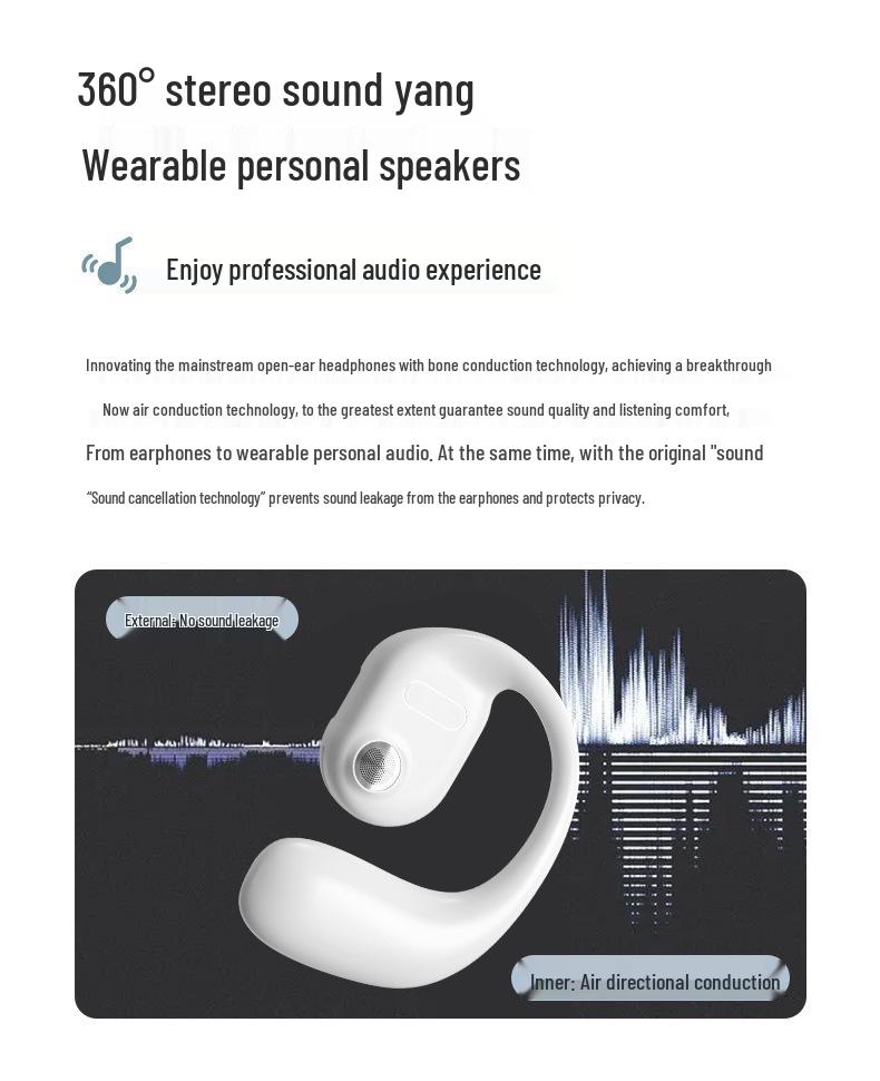 In-Ear Bone Conduction Wireless Bluetooth Headphones: Sweatproof, Ultra-Long Battery, for Running & Sports, Compatible with Apple & Android.