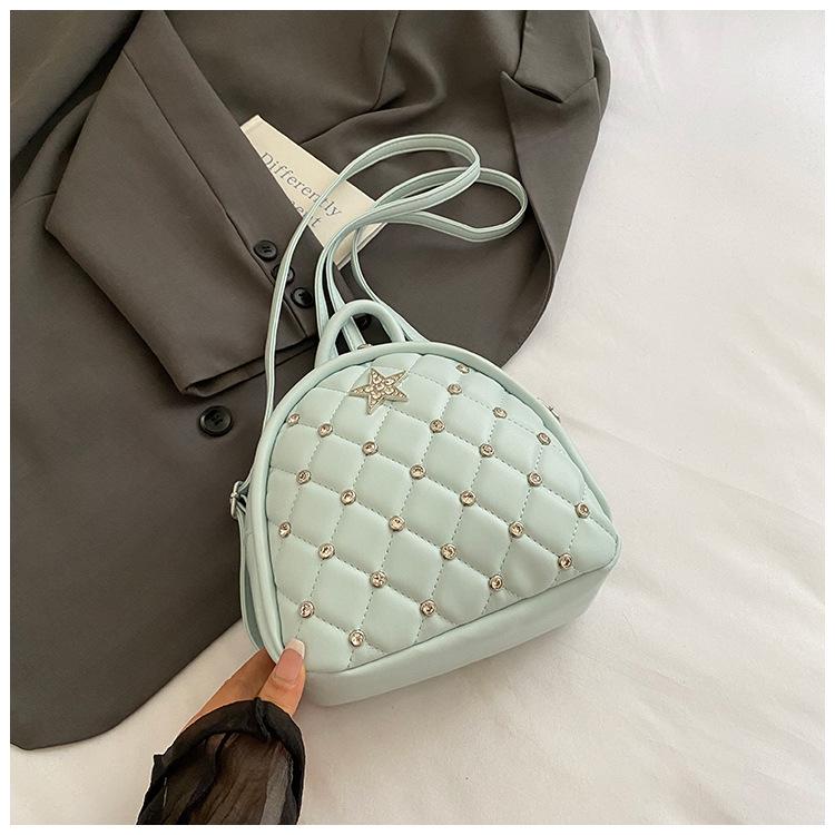 Korean Version of Fashion Rhombus Chain Bag Women's 2025 New Fashion Literary Style Small Backpack Simple Handbag