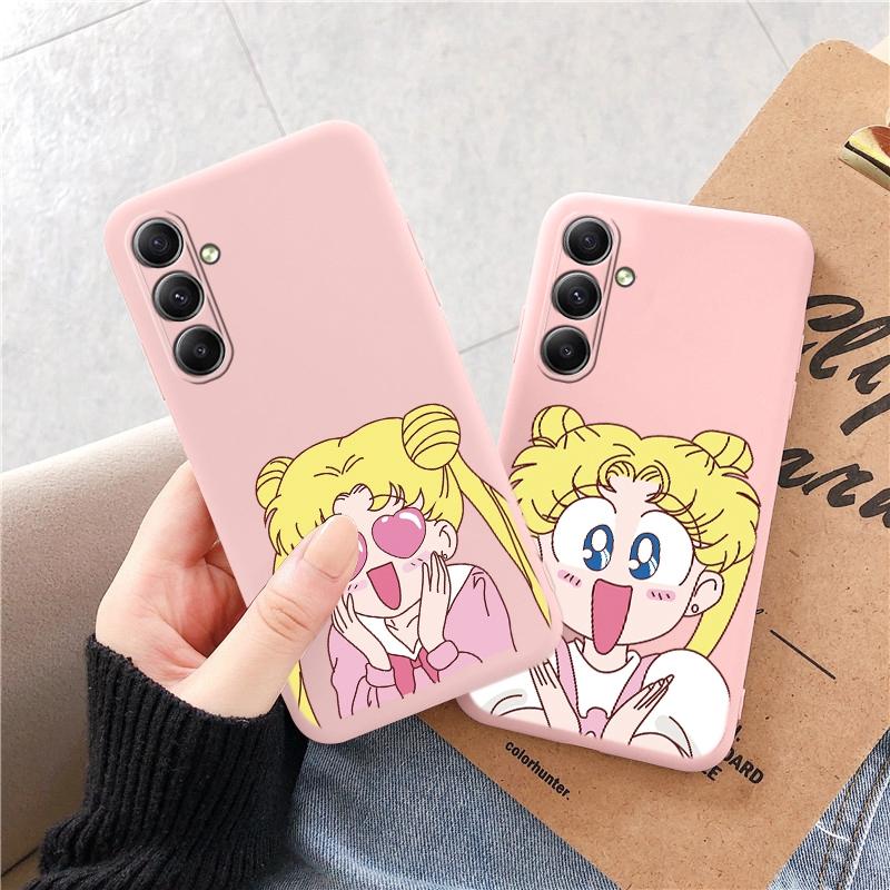 Husă roz din silicon moale cu model pentru fete pentru Samsung A55 M35 M34 S24 Xiaomi Redmi Note 13 Pro 13C Poco C65 iPhone 15 Husă de protecție rezistentă la șocuri